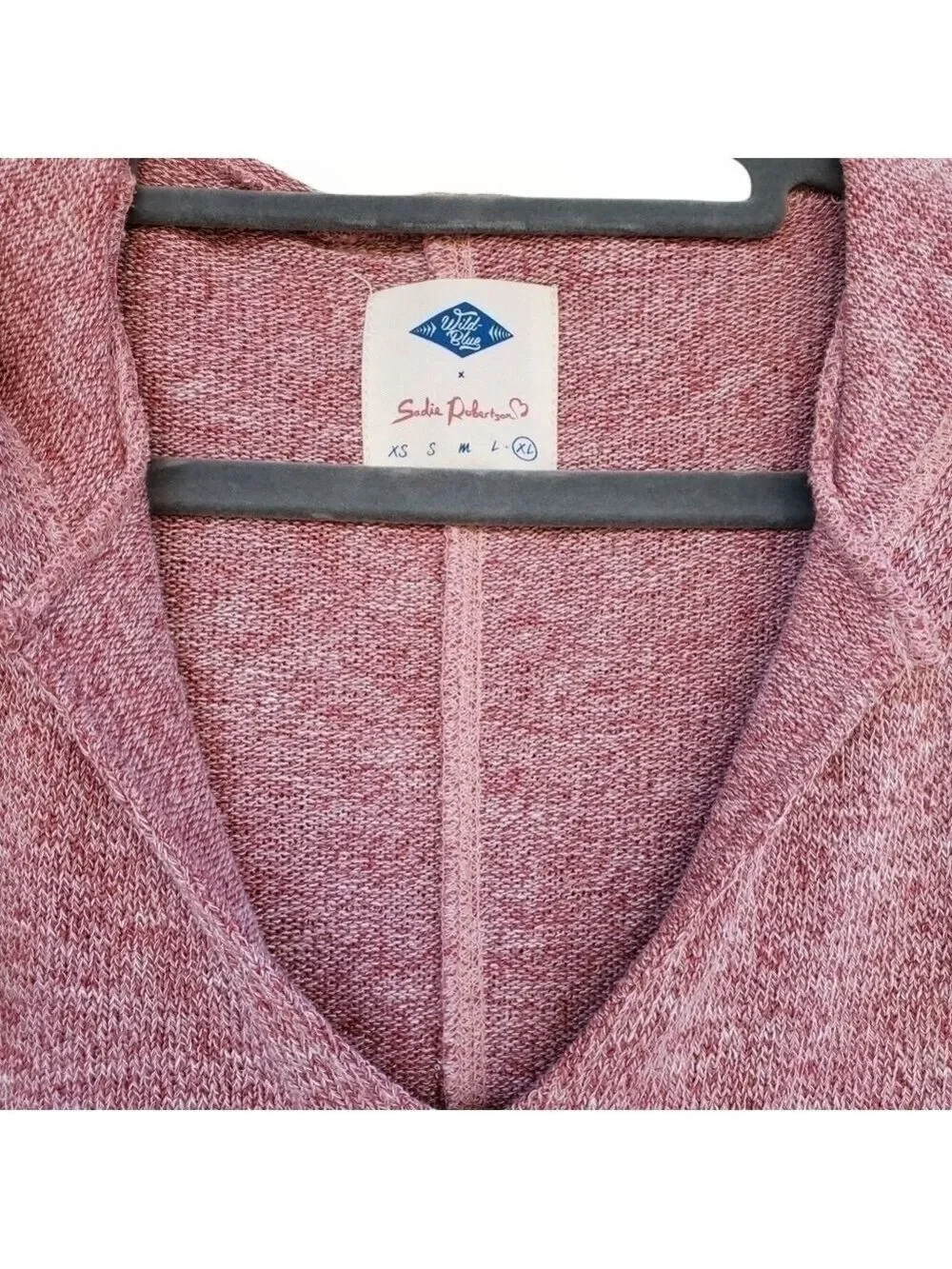 Wild Blue XL Sadie Robertson burgundy heathered knit long sleeve hooded tunic